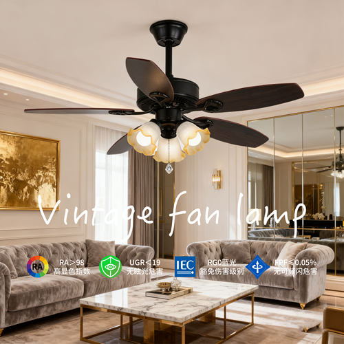 中古风2025年新款一体风扇灯餐厅