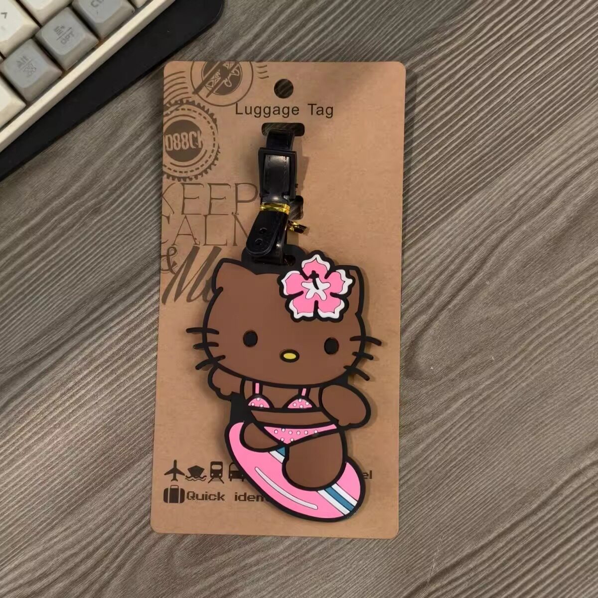 ins卡通行李牌黑皮凯蒂Hel