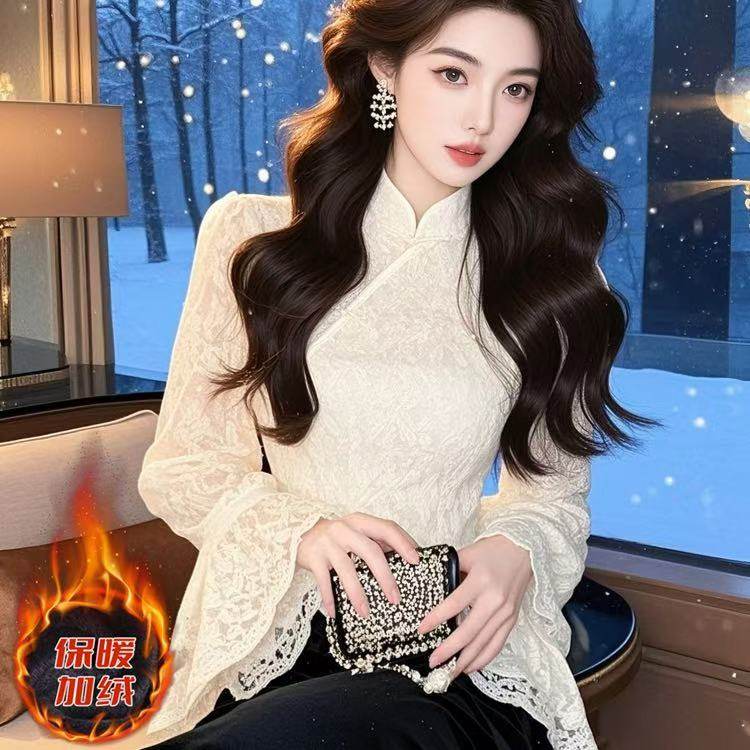 独特超好看气质白色蕾丝衬衫女装2024秋冬新款新中式高级内搭上衣,女装/女士精品,蕾丝衫/雪纺衫,淘宝优惠券,粉丝福利购,淘宝优惠卷