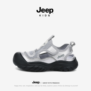 包头男童舒适软底沙滩鞋 新款 魔术贴透气防滑 2025夏季 Jeep儿童凉鞋