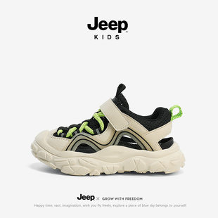 Jeep儿童镂空凉鞋 夏款 轻便软底男童运动沙滩鞋 包头2025女童溯溪鞋