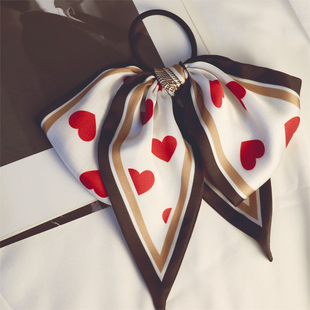 「吾庄」原创设计法式爱心丝巾发圈飘带大蝴蝶结发饰马尾发绳