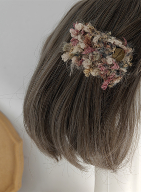 「吾庄」午后庄园手作森系复古咖色勾线粗花发夹BB方夹刘海侧边夹