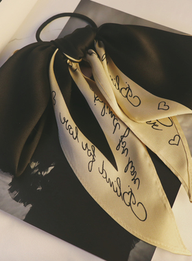 「吾庄」原创慵懒百搭丝巾发圈大蝴蝶结马尾装饰发夹字母垂感发绳