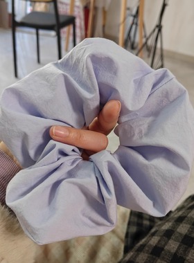 「吾庄」韩系温柔纯棉蓝紫色空气感大肠发圈大号头花四角风车发饰