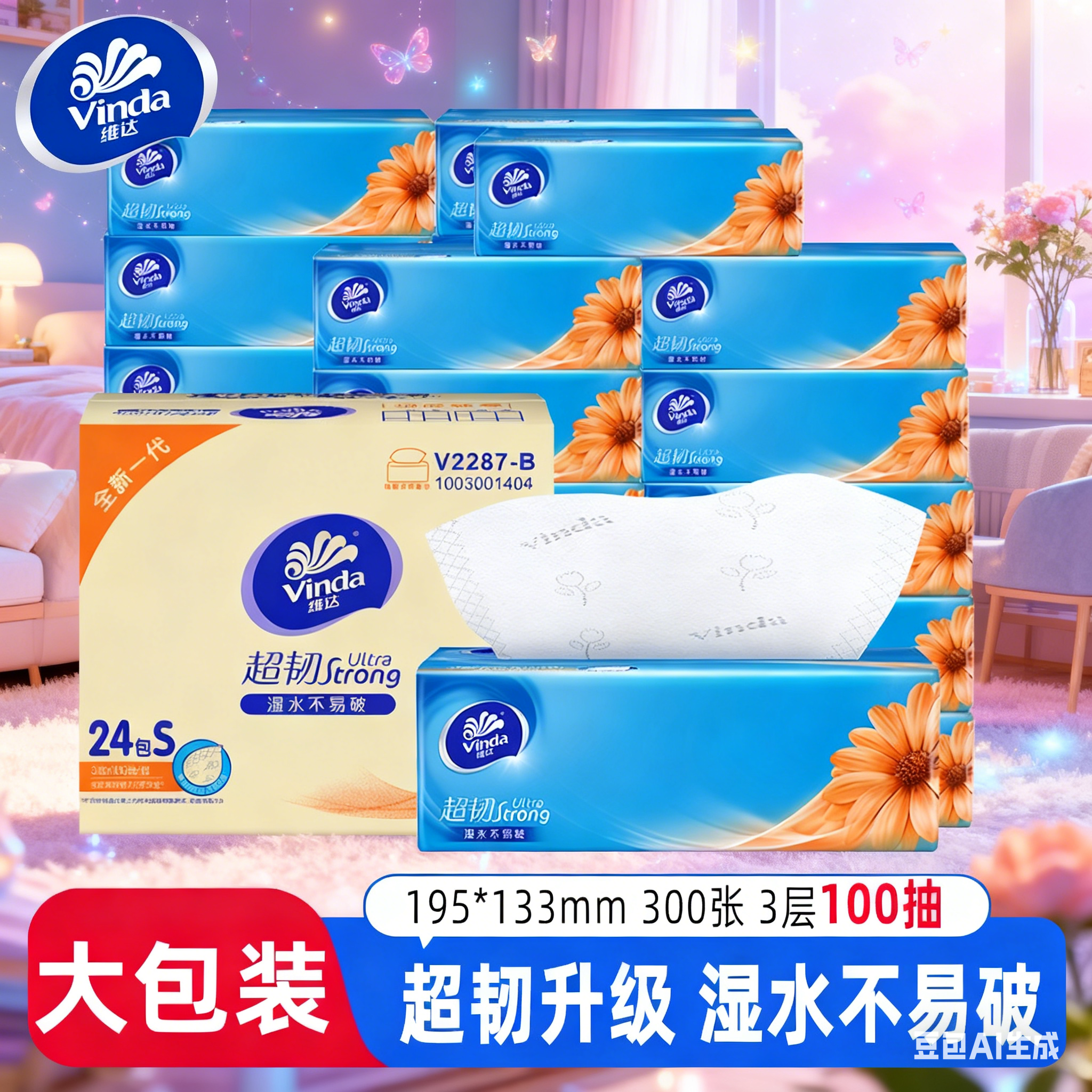 维达超韧抽纸大包100抽家用实惠加厚面巾纸卫生纸餐巾纸擦手纸巾,家庭/个人清洁工具,抹布,淘宝优惠券,粉丝福利购,淘宝优惠卷