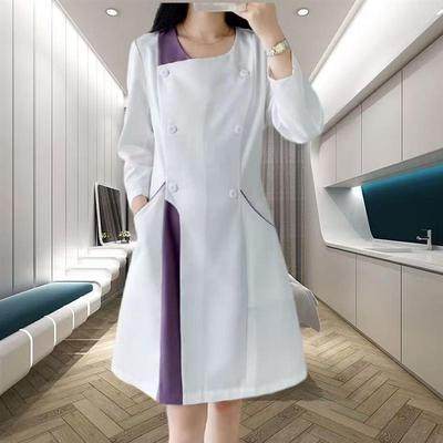 美容师工作服女高端美容院薄款夏医美时尚职业韩式大码养生白大褂