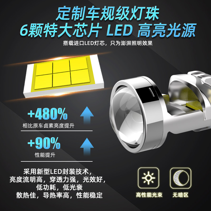 12V 스포트라이트 자동차 로우 빔은 이중 초점 렌즈 탄젠트 LED 헤드 라이트 슈퍼 밝은 전구 90056H7H11H4와 함께 제공됩니다