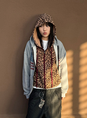 ARROW UP 25AW 新款全羊毛豹纹连帽外套 WOOL LEOPARD PRINT COAT