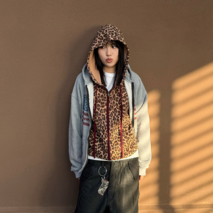 新款 全羊毛豹纹连帽外套 WOOL ARROW PRINT 25AW LEOPARD COAT