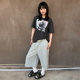ARROWUP 26SS新款全棉毛圈贴布刺绣八分毛边卫裤 SWEAT PANTS