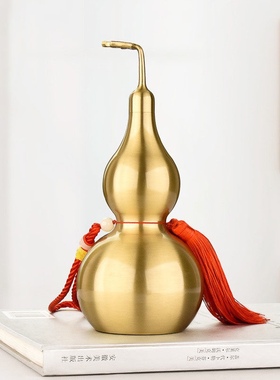 铜葫芦摆件纯铜大号镜面空心葫芦挂件客厅办公室摆设新居乔迁礼品