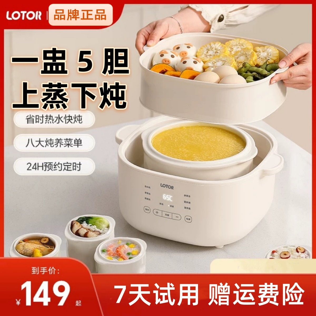 lotor大白电炖锅家用电邓锅煮粥电炖蛊全自动一体养生锅镉水饨
