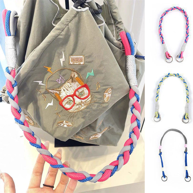 帆布包编织绳肩带通用斜挎女个性绳子麻花绳子编织包包ball chain