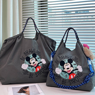 Disney迪士尼官方正品刺绣米奇动物园环保袋手提斜挎帆布包购物袋