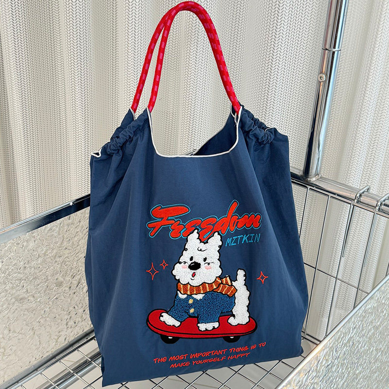 日系ball chain刺绣滑板西高地环保购物袋斜挎帆布包女单肩通勤包,箱包皮具/热销女包/男包,时尚帆布包,淘宝优惠券,粉丝福利购,淘宝优惠卷