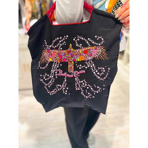 日系ball chain刺绣花朵凤凰环保购物袋斜挎帆布包单肩托特通勤包