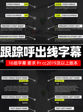 pr字幕模板 Call Out Titles 16组呼出指示线产品标注模板win/mac