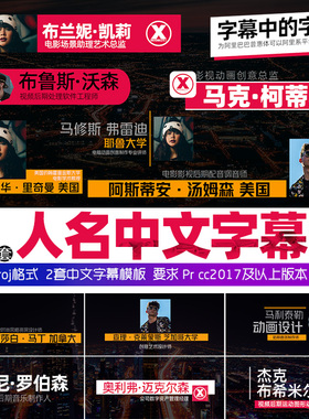 Prcc2017字幕模板 热门短视频快闪人名头像中文字标题素材win/mac