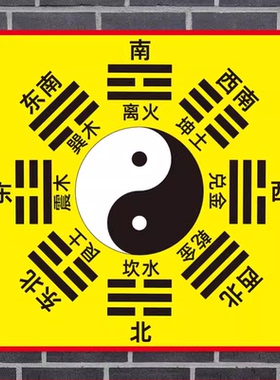 八卦图挂画玄关书房墙贴周易经
