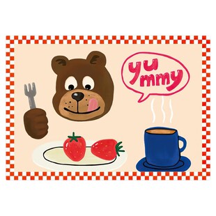 可爱小熊卡通海报吃早餐ins画报餐厅儿童房装饰文 卧室书房客厅