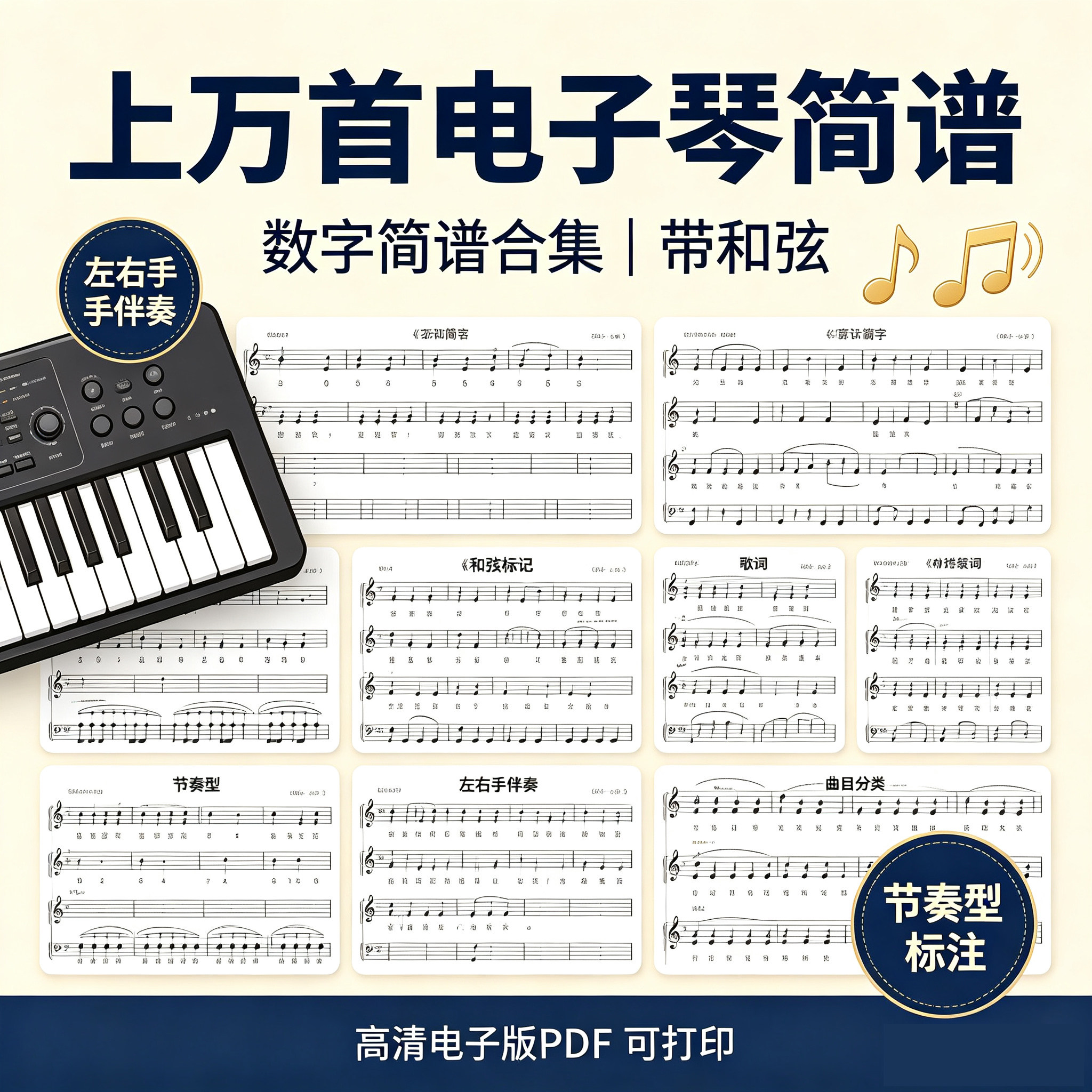 电子琴简谱 上万首数字简谱合集 带和弦左右手伴奏 PDF 自动发货