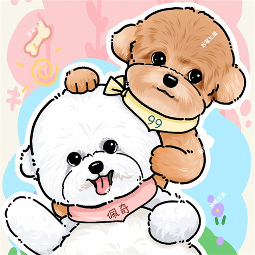 手绘宠物画像LOGO定制满意为止