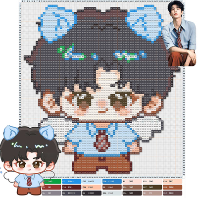 明星拼豆图纸手绘设计像素画代拼