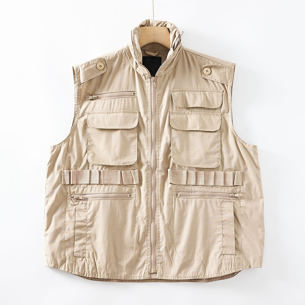 出口订单！多口袋！外贸男装春夏舒适可隐藏帽户外工装马甲  马夹