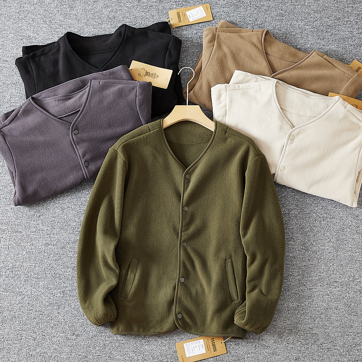 日系风  HEAT发热科技双面摇粒绒秋秋冬男士保暖开衫夹克打底外套