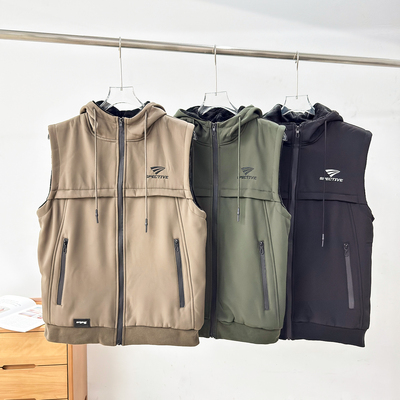 加绒加厚！美单大牛货！男款秋冬梭织防水保暖户外连帽马甲外套潮