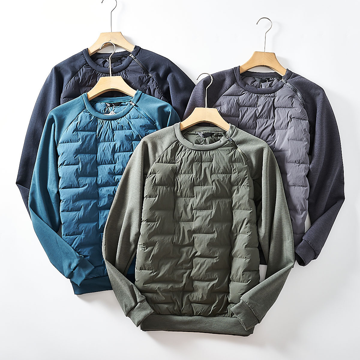 茑家户外 无缝压胶绗缝C棉填充轻盈保暖秋冬男士3D裁剪加厚卫衣潮