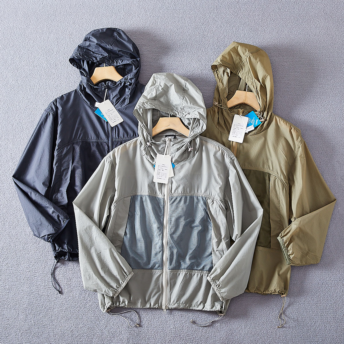 UPF80+！满星推荐！外贸男装夏季轻薄透气休闲连帽防晒皮肤衣外套