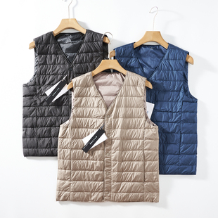 内搭防风保暖羽绒马甲背心 秋冬轻薄外贸男装 柔软轻盈 人手苾备