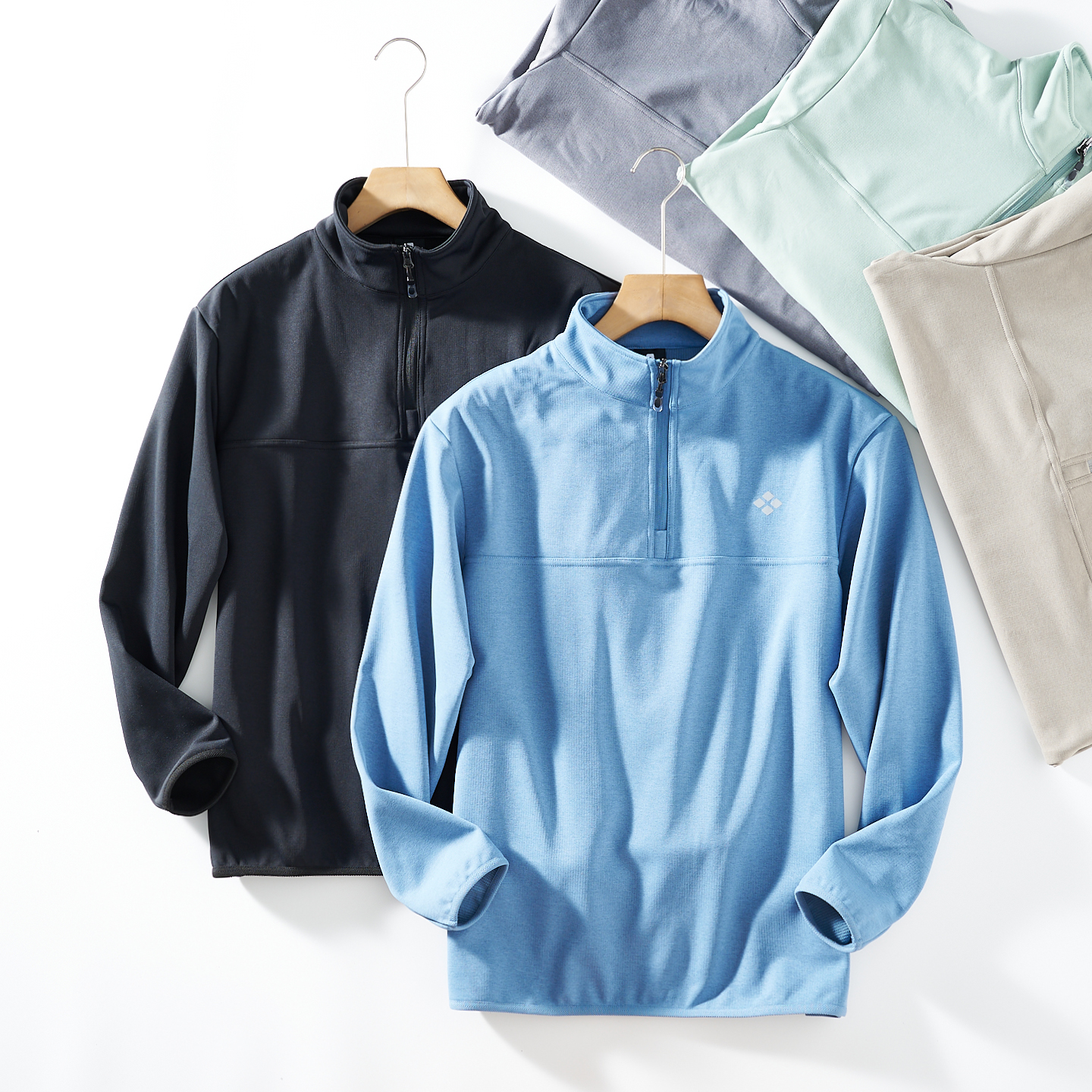 户外山系~方格绒+3D立裁！男款秋冬款运动休闲立领半拉链加绒卫衣