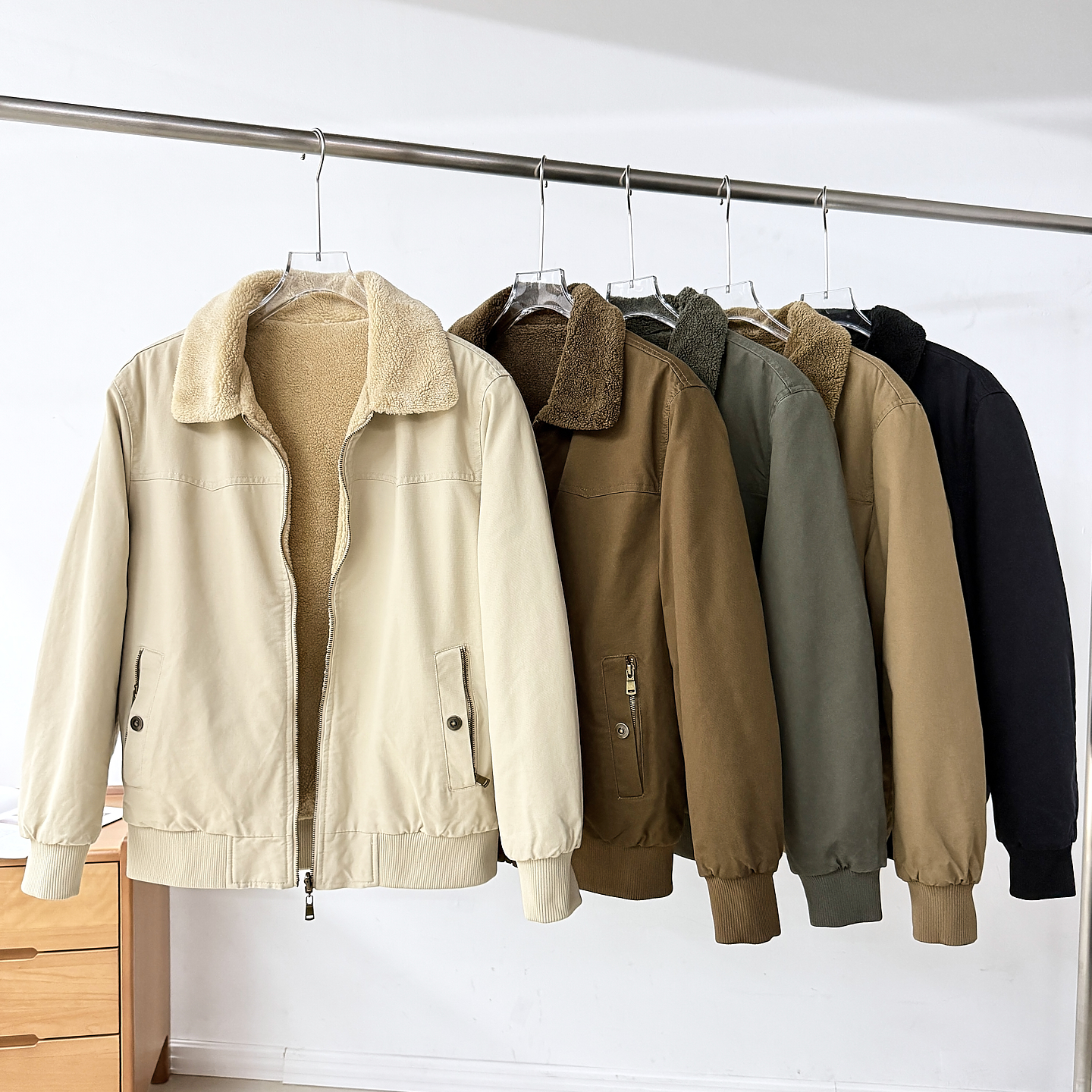 加倍保暖羊羔毛!【一衣两穿】男款25秋冬MA1飞行翻领棉服夹克潮