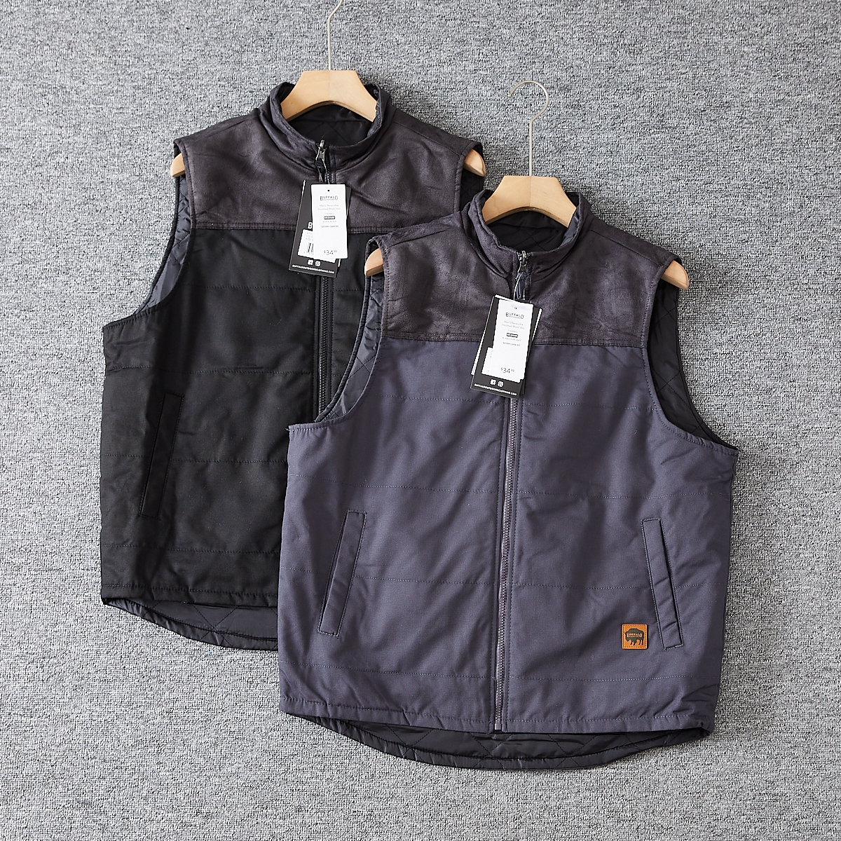 内里夹棉！麂皮绒拼接！外贸男士立领休闲百搭保暖马甲背心外套冬