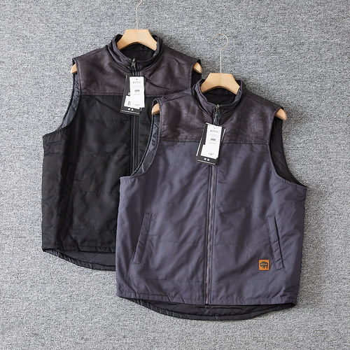 内里夹棉！麂皮绒拼接！外贸男士立领休闲百搭保暖马甲背心外套冬