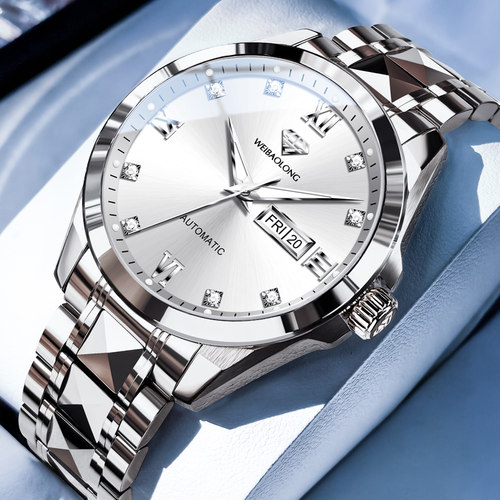 瑞士威宝龙正品男士手表全自动机械表进口机芯真钻防水高档商务表