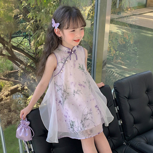 尤画2026夏款新款女童复古旗袍裙68500