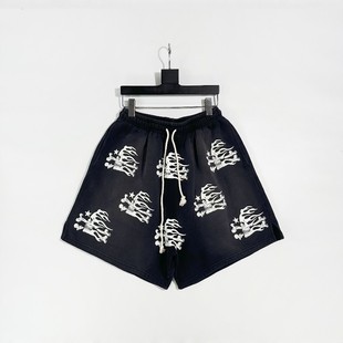 Shorts骷髅头印花欧美高街潮牌洗水做旧宽松短裤 Hellstar Skull