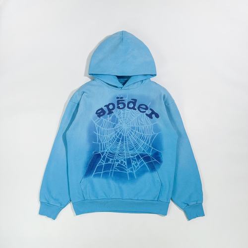 Sp5der Light Blue OG Web V2 Spray Hoodie 天蓝色喷雾卫衣帽衫