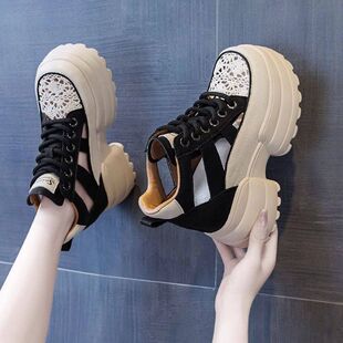 厚底松糕罗马时装 新款 运动坡跟镂空 女士2024夏季 内增高跟包头凉鞋