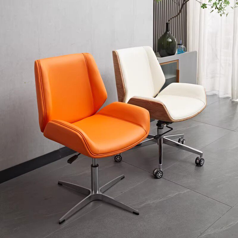 简约真皮办公椅电脑椅升降转椅舒适久坐人体工学会议椅前台中班椅