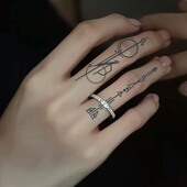 草本果汁高级感纹身贴男女防水持久手指手臂半永久不反光几何图案