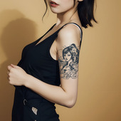 国风少女 草本纹身贴男女防水持久手臂大腿仿真刺青不反光半永久