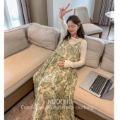 韩版 诺初孕妇装 套装 新款 印花度假吊带蛋糕裙 绿野仙踪连衣裙秋装