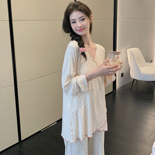 夏季莫代尔透气产后哺乳月子服