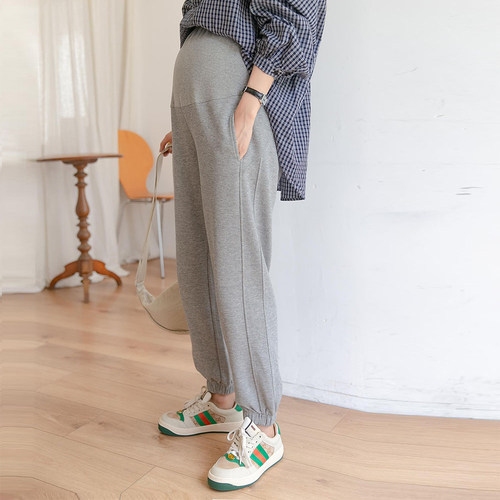 运动风百搭显瘦全棉收口孕妇裤子