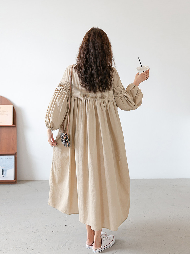 편안한 숲 스커트 출산복 봄 드레스면과 린넨 통기성 중공업 고급 대형 루즈 패션 스커트